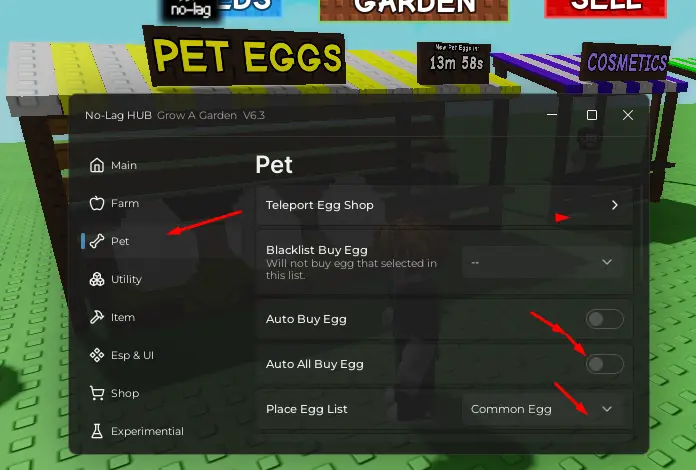 Auto buy pet and spawner options